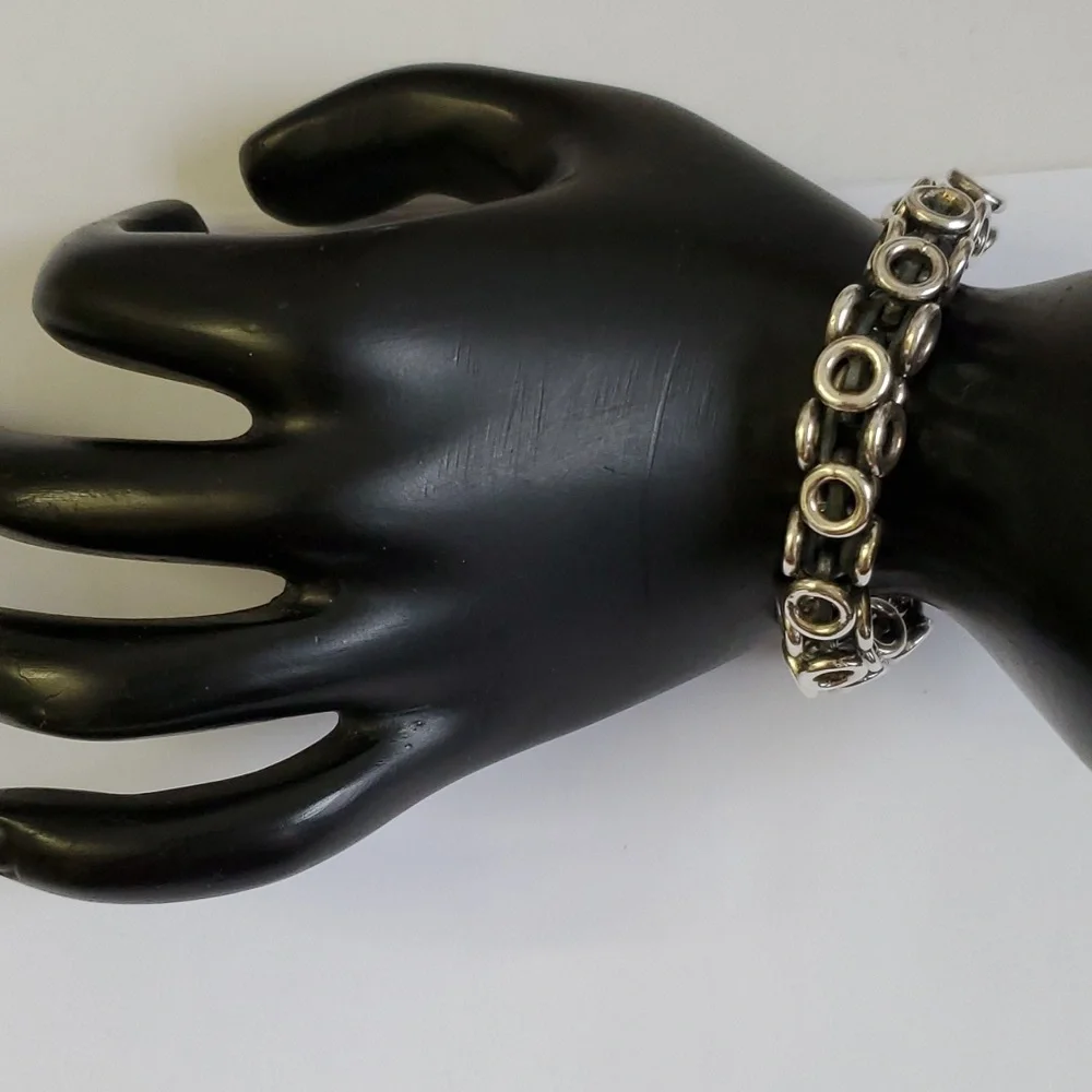 Sterling Silver 925 Circles and Linked Bracelet
